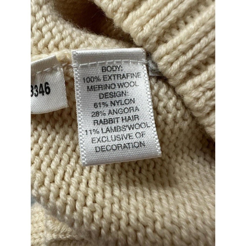 VTG Ann Taylor Womens M Merino Wool Angora Rabbit Hair Full Zip Fair Isle Hoodie - Picture 6 of 8